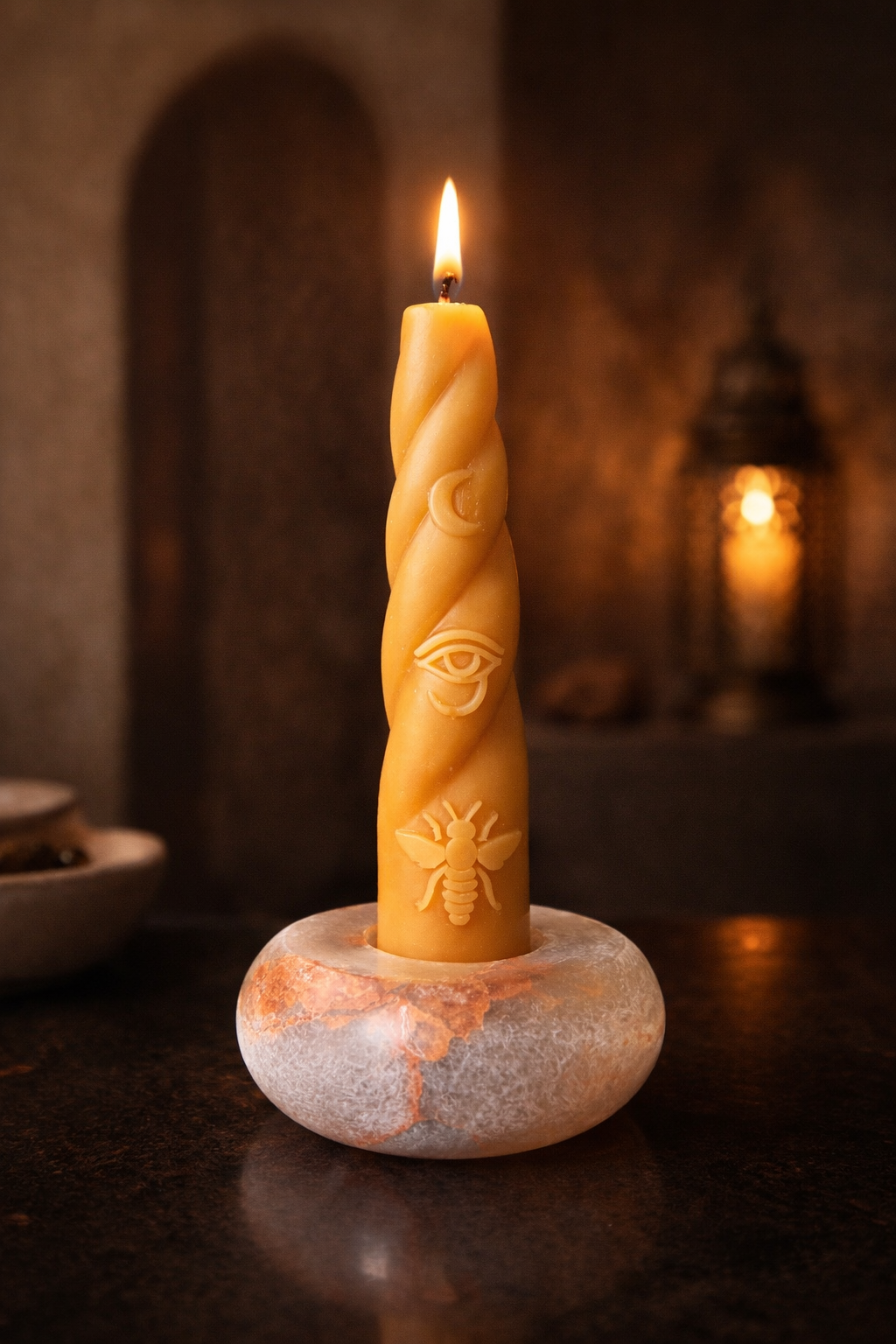 Alabaster candle holder Isis