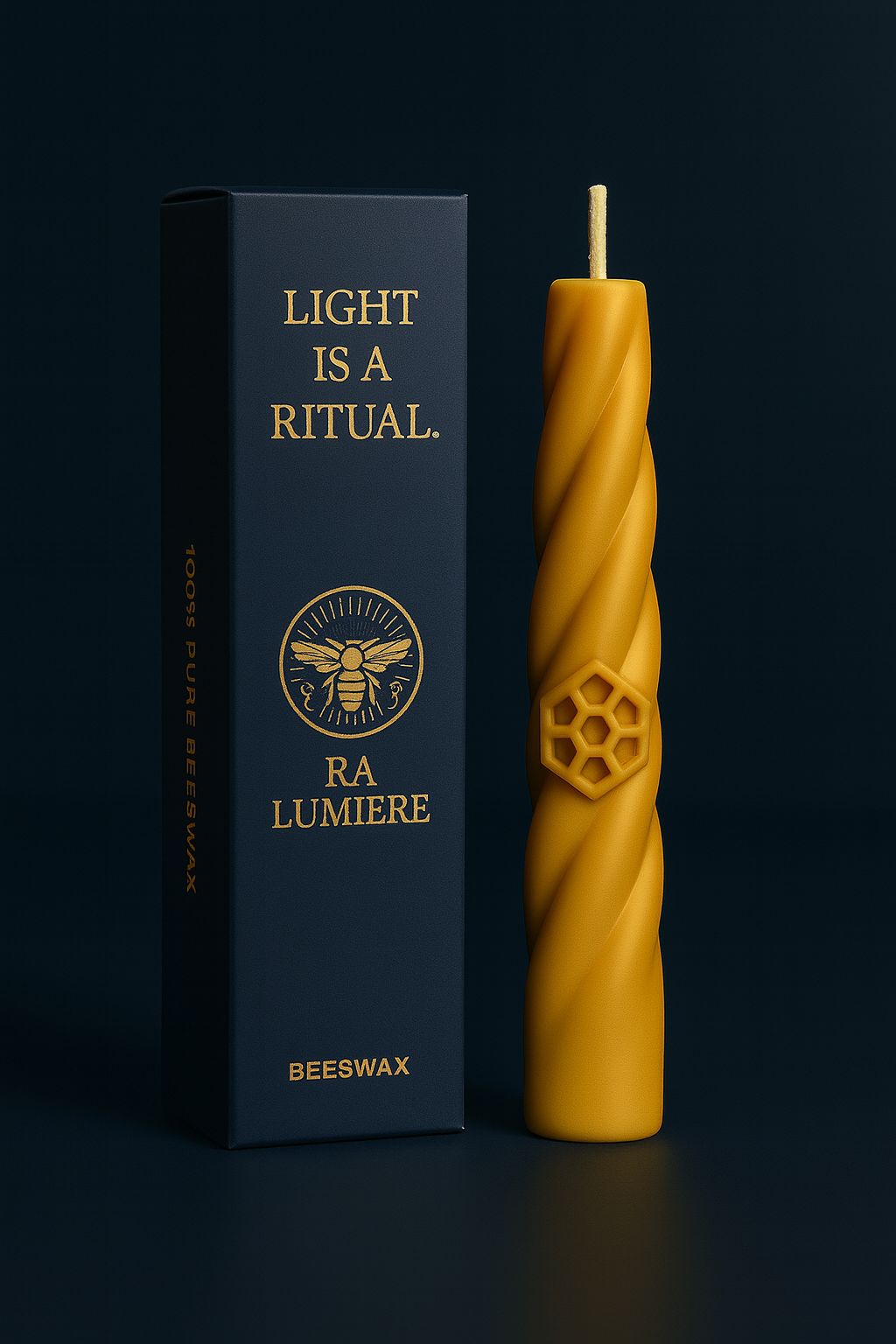 Ra Lumière Earth candle with packaging, hand-poured beeswax
