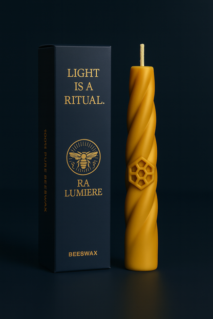 Ra Lumière Earth candle with packaging, hand-poured beeswax
